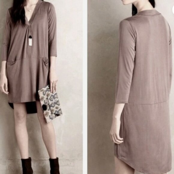 Anthropologie Dolan Left Coast Collection Tegan Tunic Dress Taupe Size M - Picture 1 of 7